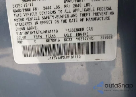2018 Infiniti Q70 3.7 Luxe from USA, damaged, VIN JN1BY1APXJM181110